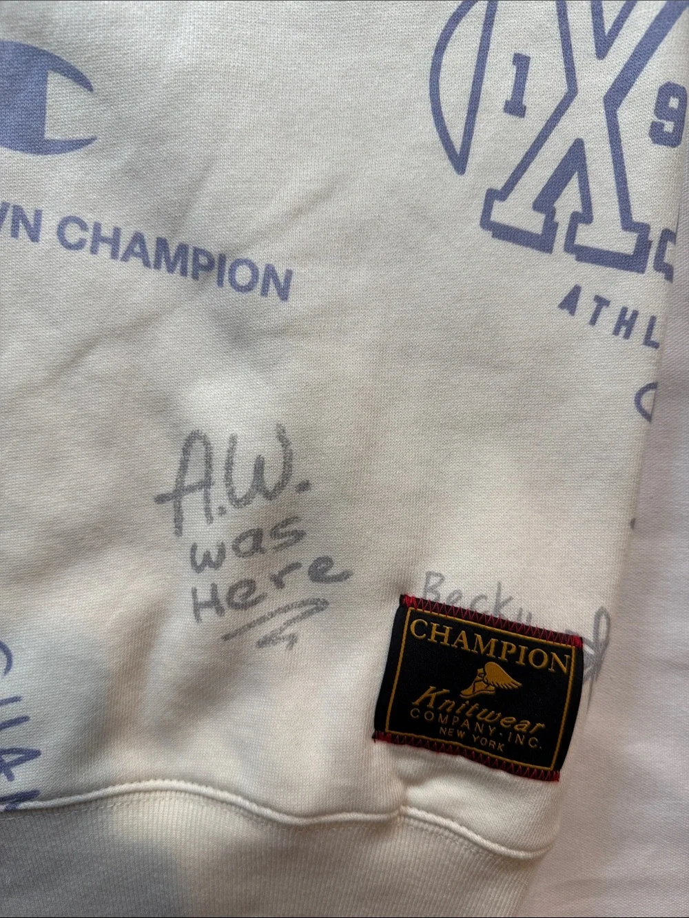 Champion AOP Graphic Cardigan Button Fleece Retro Cream Large L